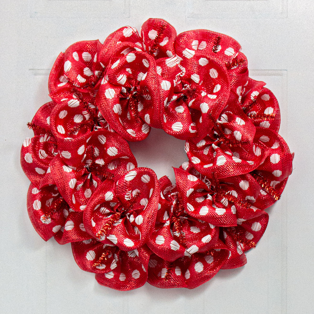 10" Polka Dot Woven Mesh: Red & White Lifestyle Photo