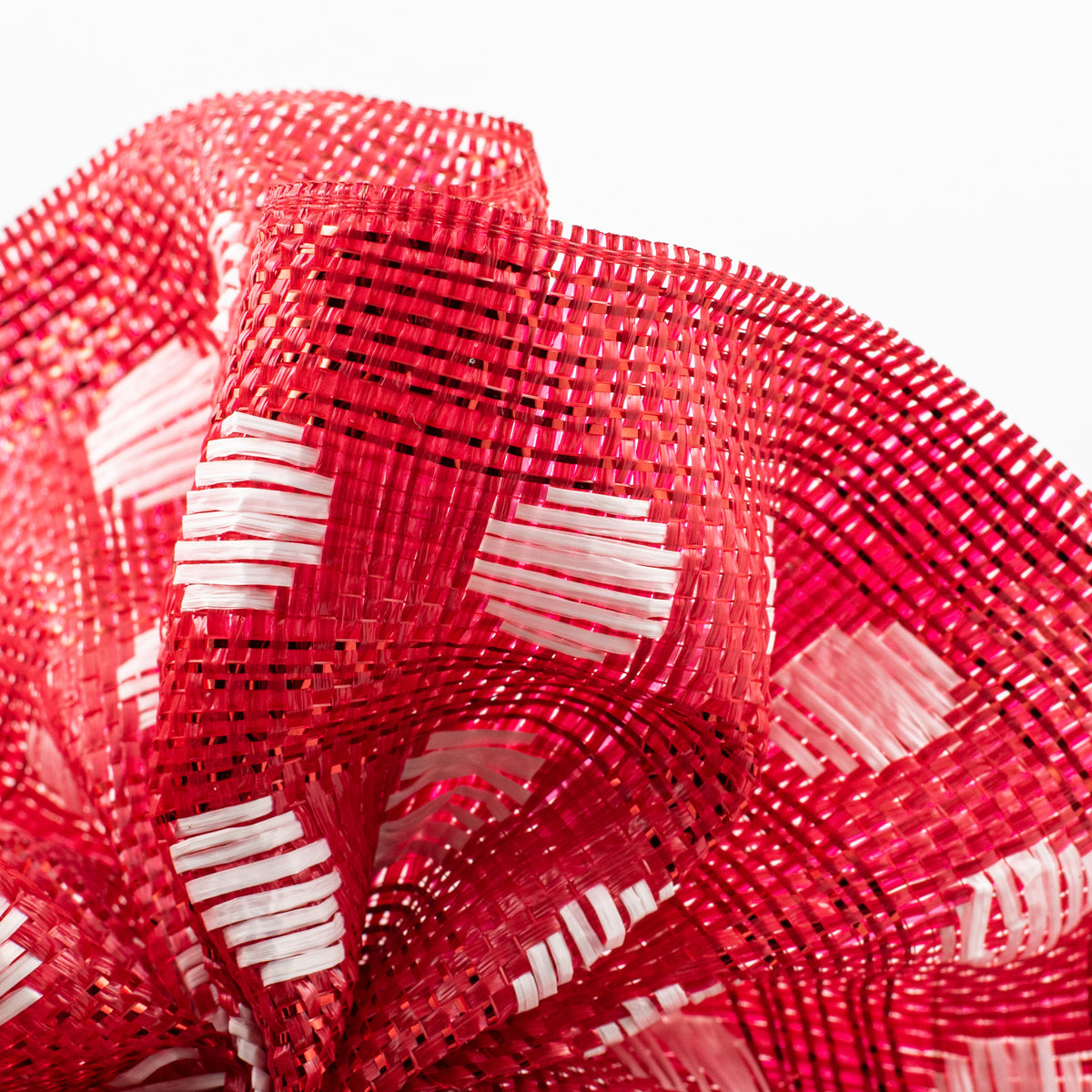 10" Polka Dot Woven Mesh: Red & White detail photo 4