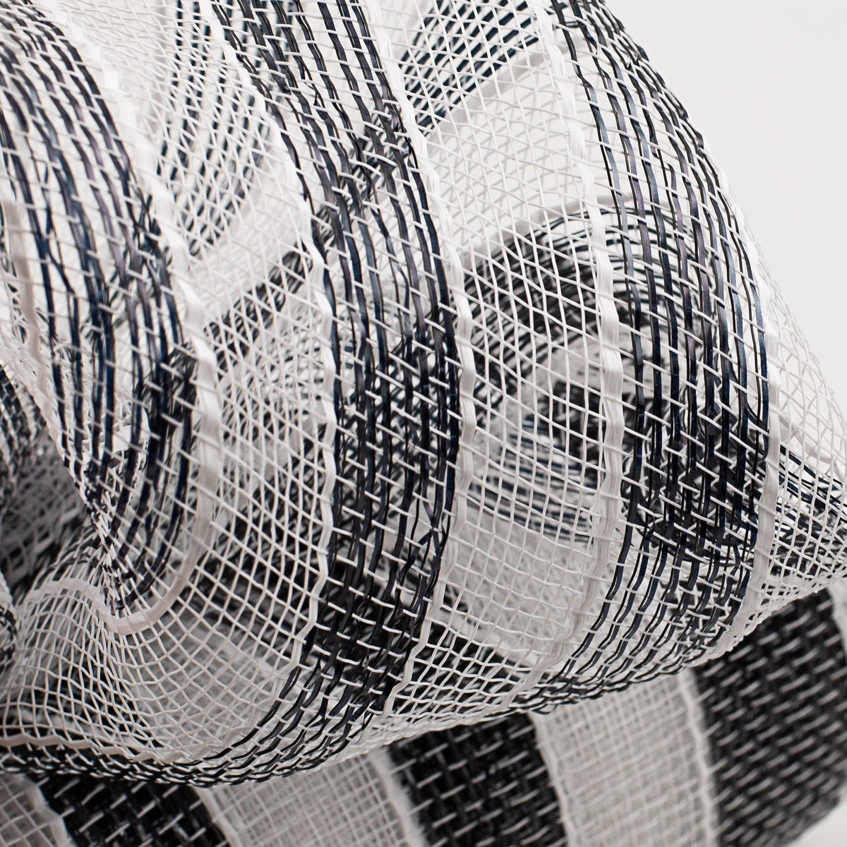 10" Poly Deco Mesh: Black/White Foil Stripe Lifestyle Photo