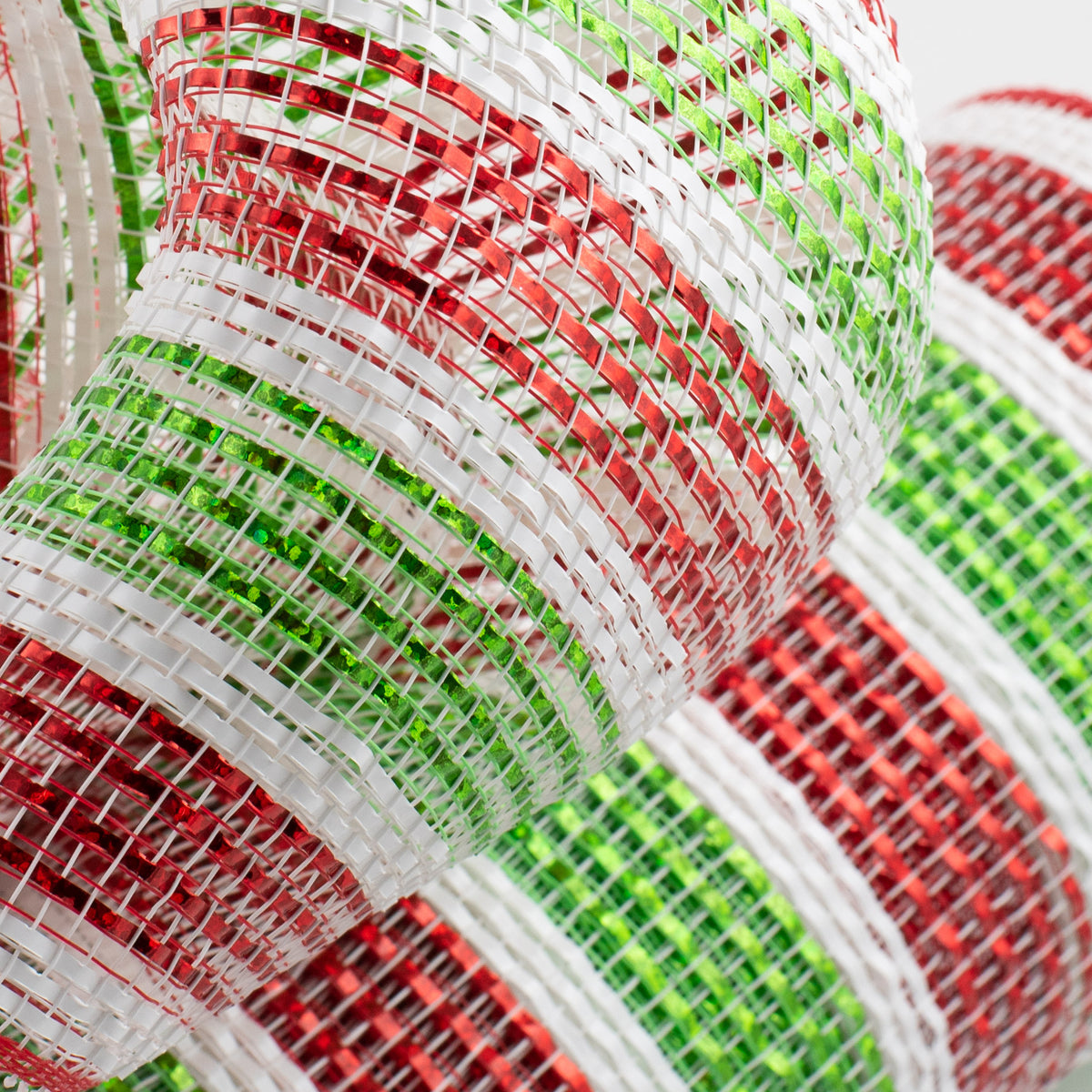 10" Poly Deco Mesh: Laser Foil Red & Lime Stripe Lifestyle Photo