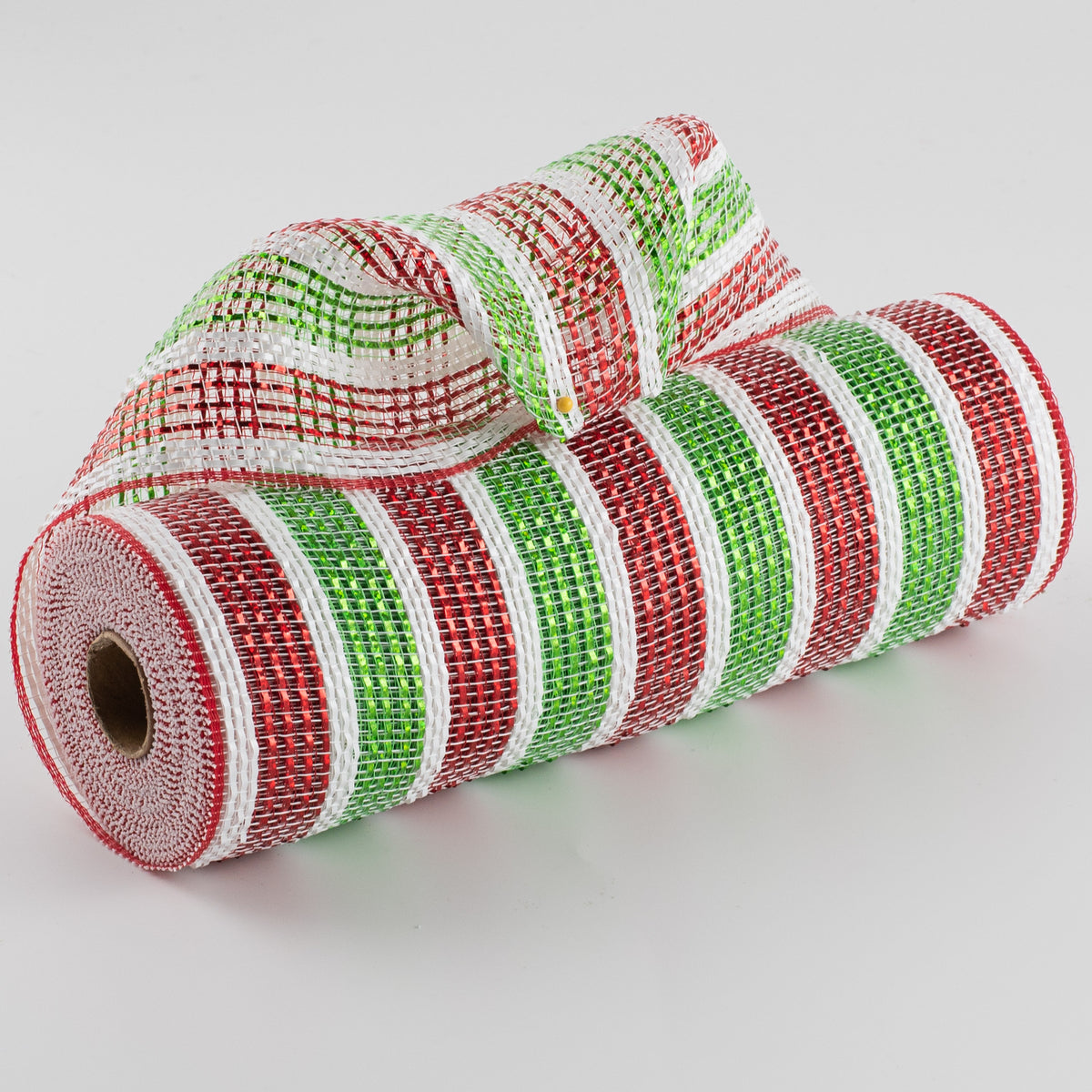 10" Poly Deco Mesh: Laser Foil Red & Lime Stripe Item Number: RY860193