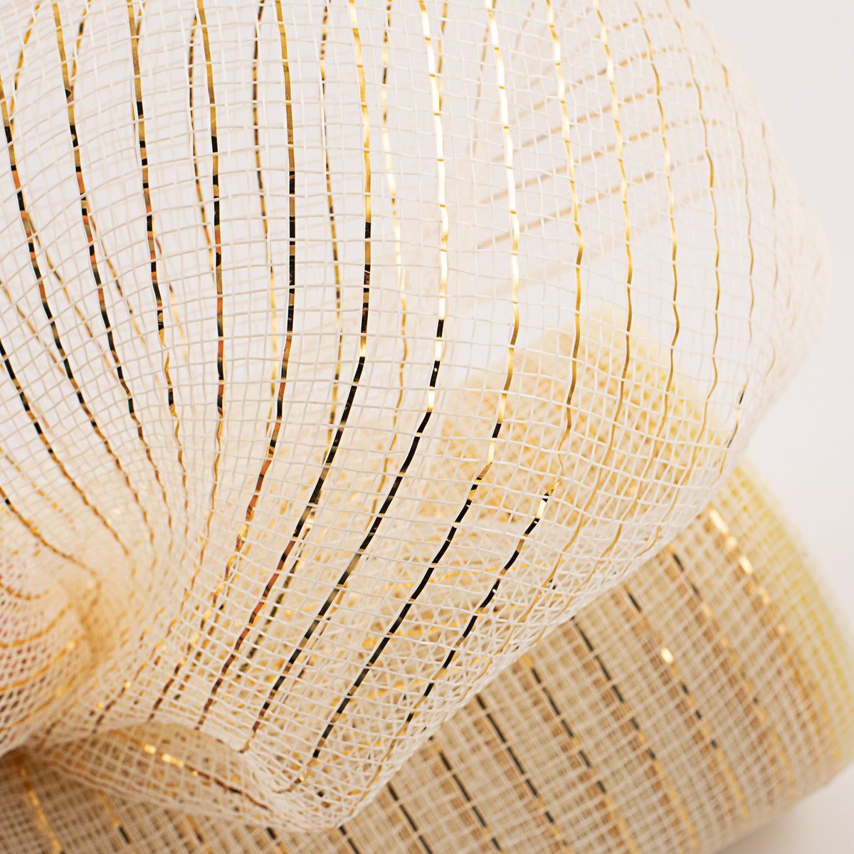 10" Poly Deco Mesh: Metallic Cream/Gold Lifestyle Photo
