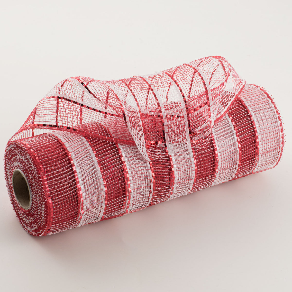 10" Poly Deco Mesh: Metallic Wide Foil Red/White Plaid Item Number: RE1351N5