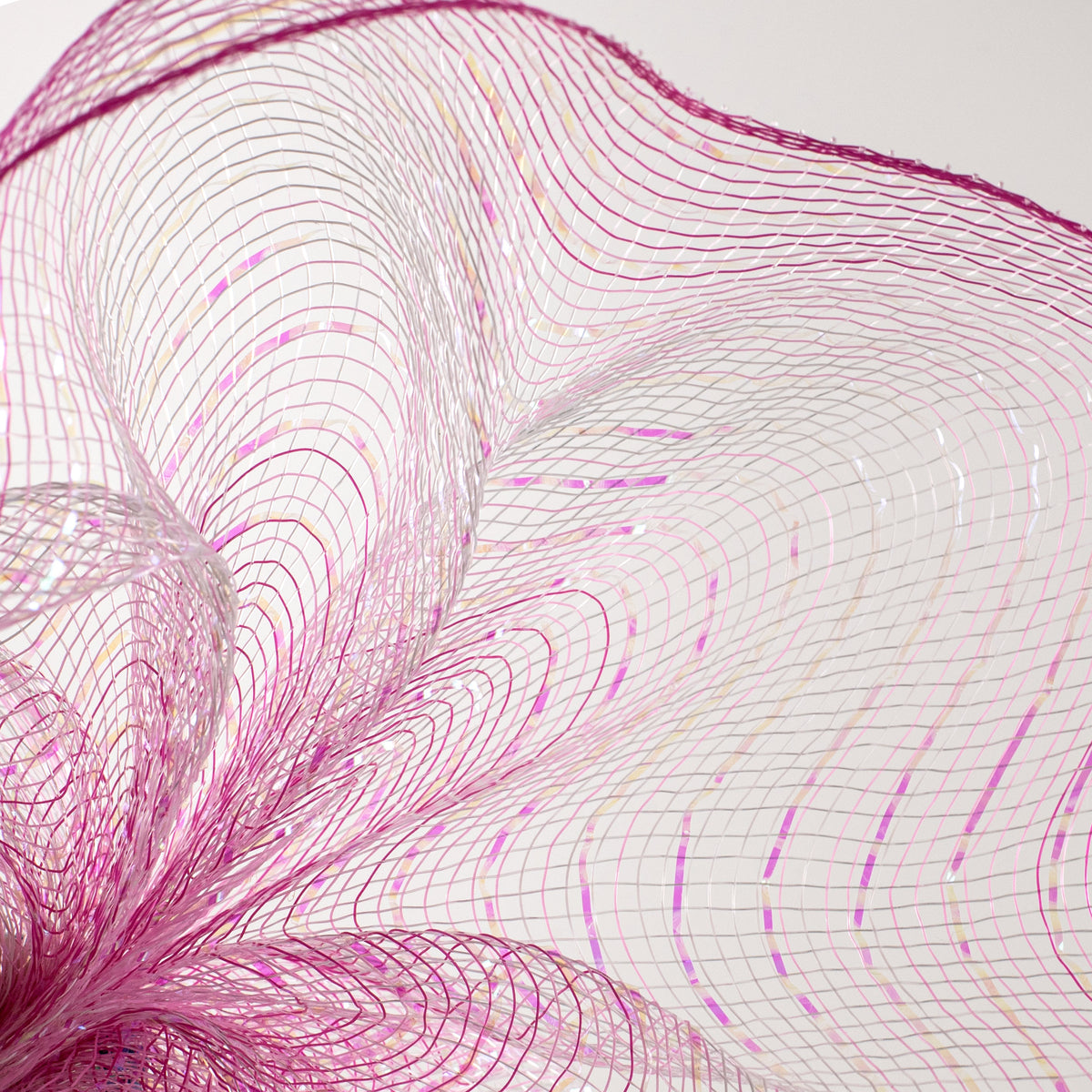 10" Poly Deco Mesh: Pink & White Iridescent Ombré Lifestyle Photo