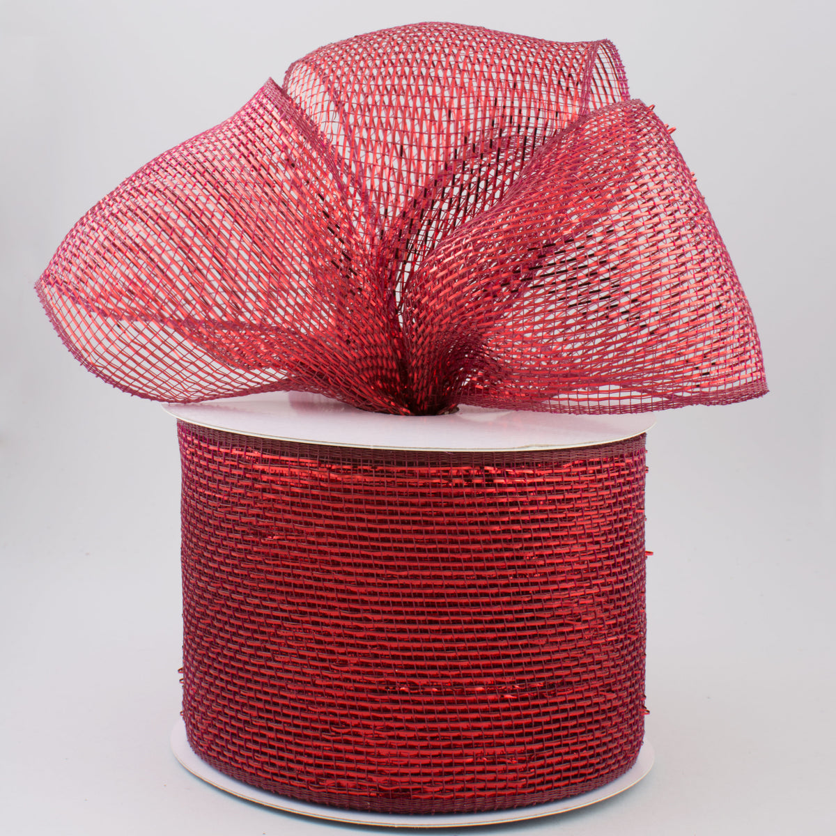 4" Poly Deco Mesh Ribbon: Metallic Burgundy Lifestyle Photo