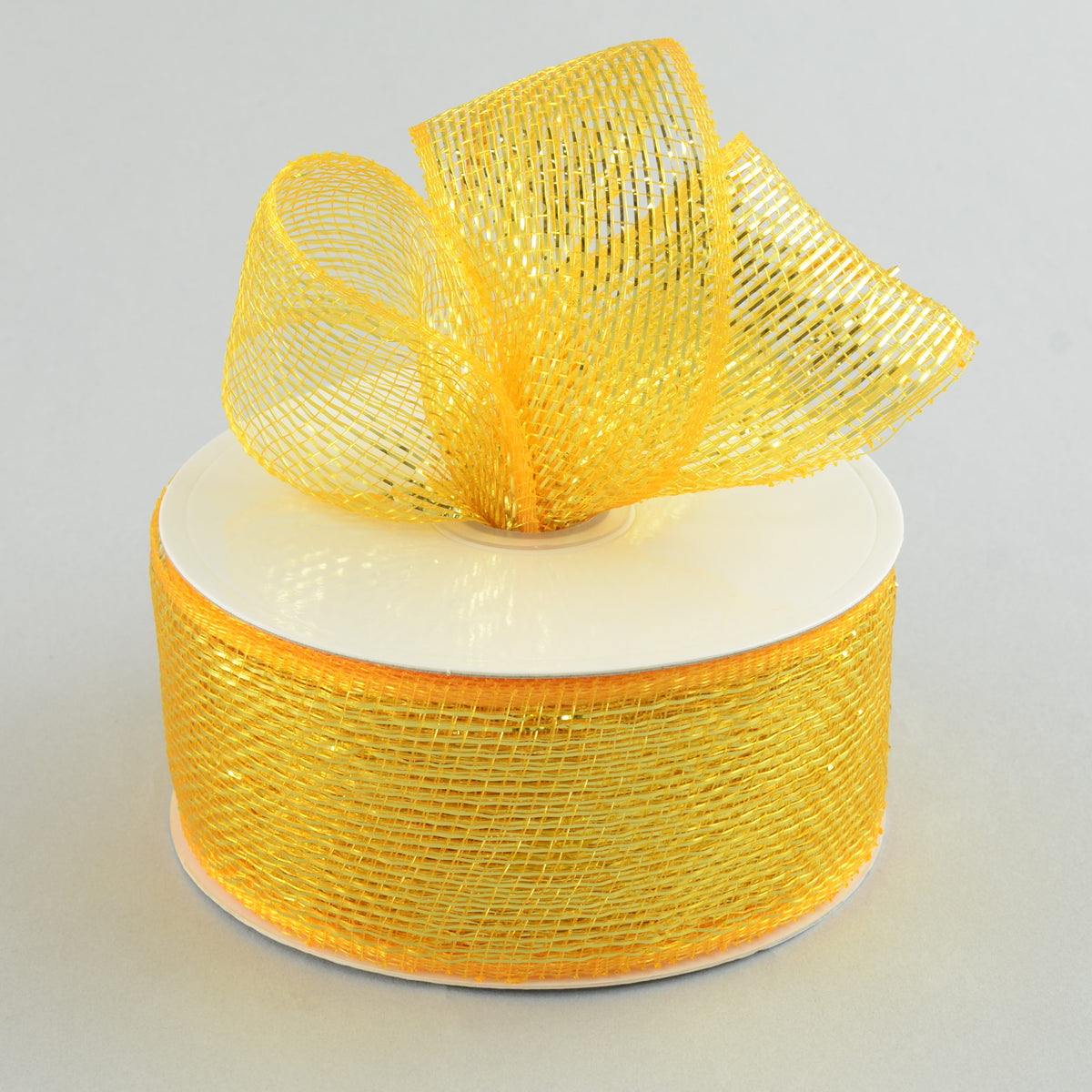 2.5" Poly Deco Mesh Ribbon: Metallic Gold Lifestyle Photo