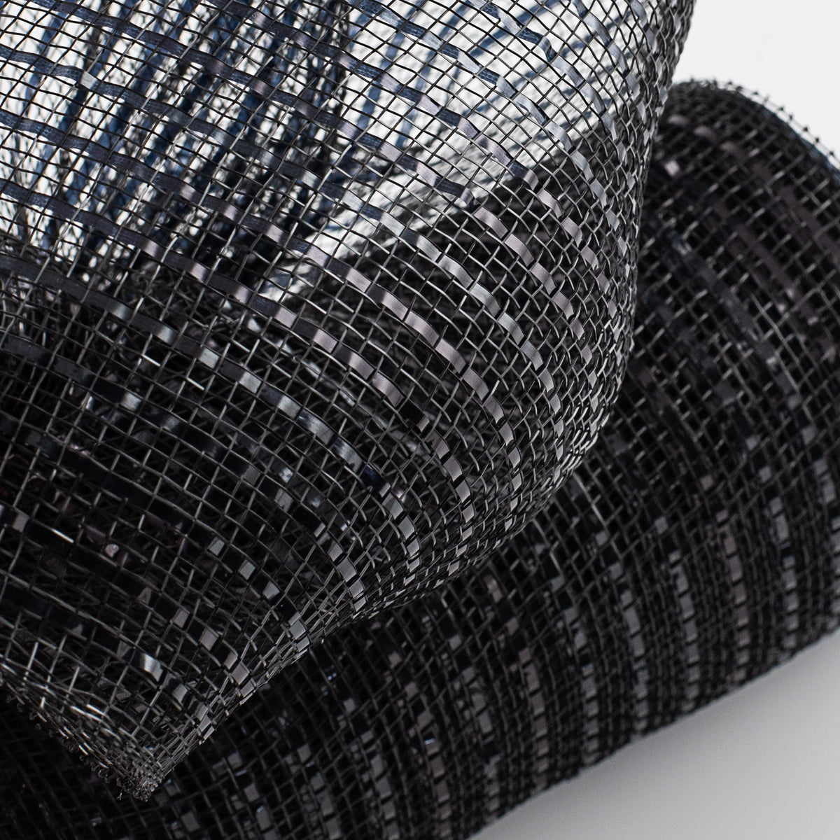 10" Poly Deco Mesh: Wide Foil Metallic Black Lifestyle Photo