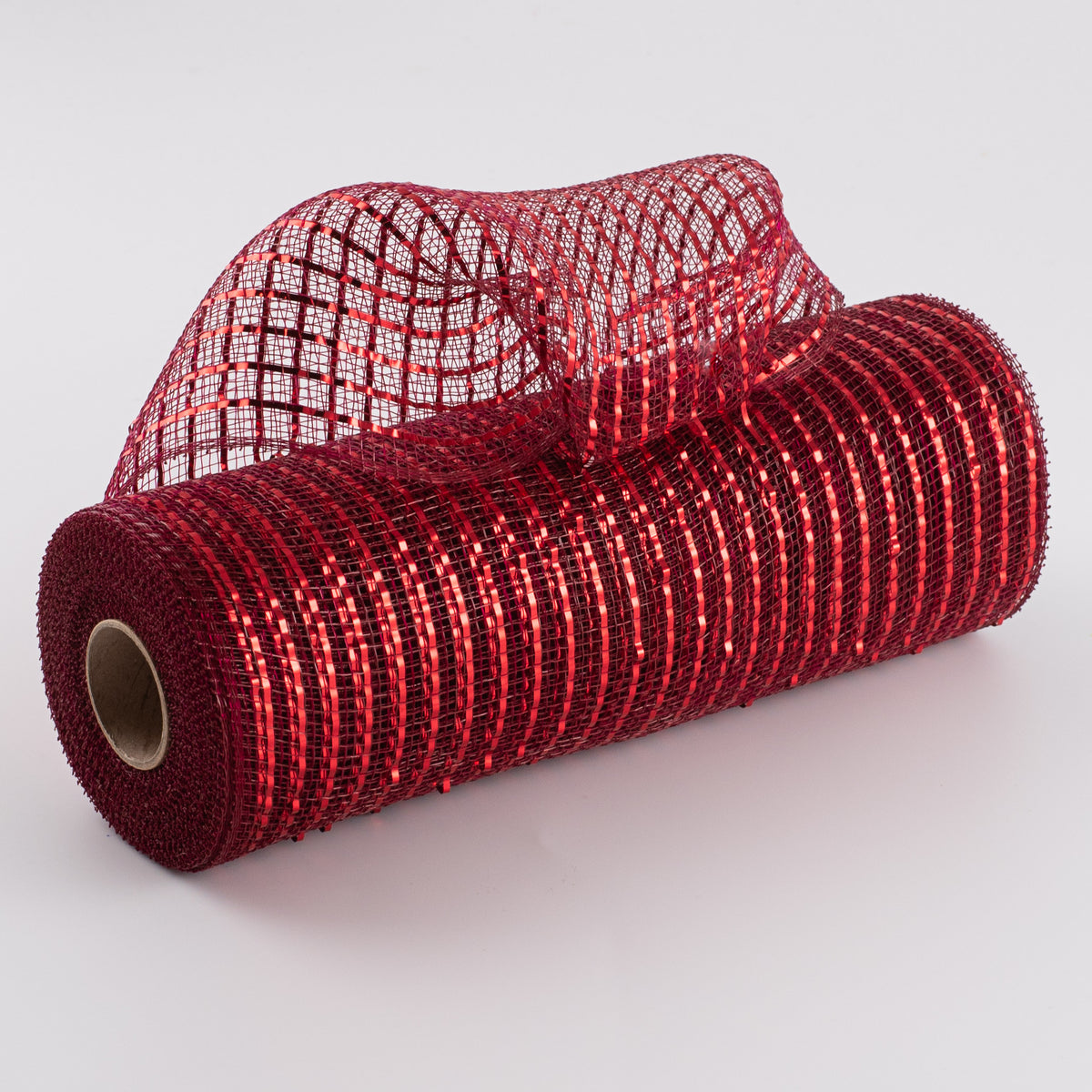 10" Poly Deco Mesh: Wide Foil Metallic Red With Burgundy Item Number: RE136605