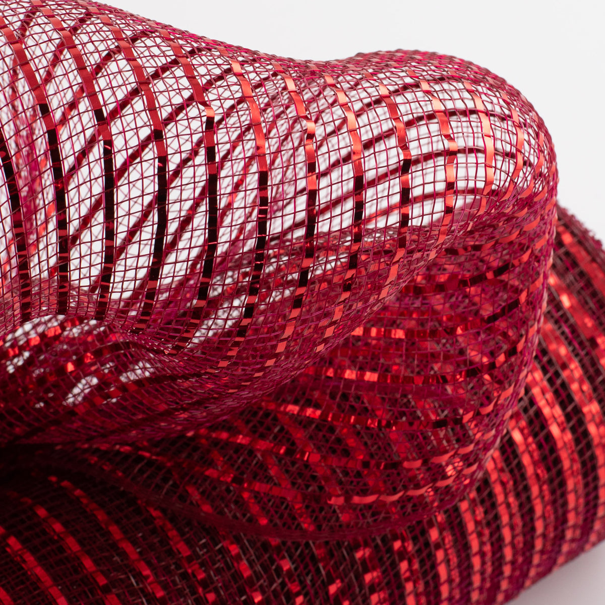 10" Poly Deco Mesh: Wide Foil Metallic Red With Burgundy Lifestyle Photo