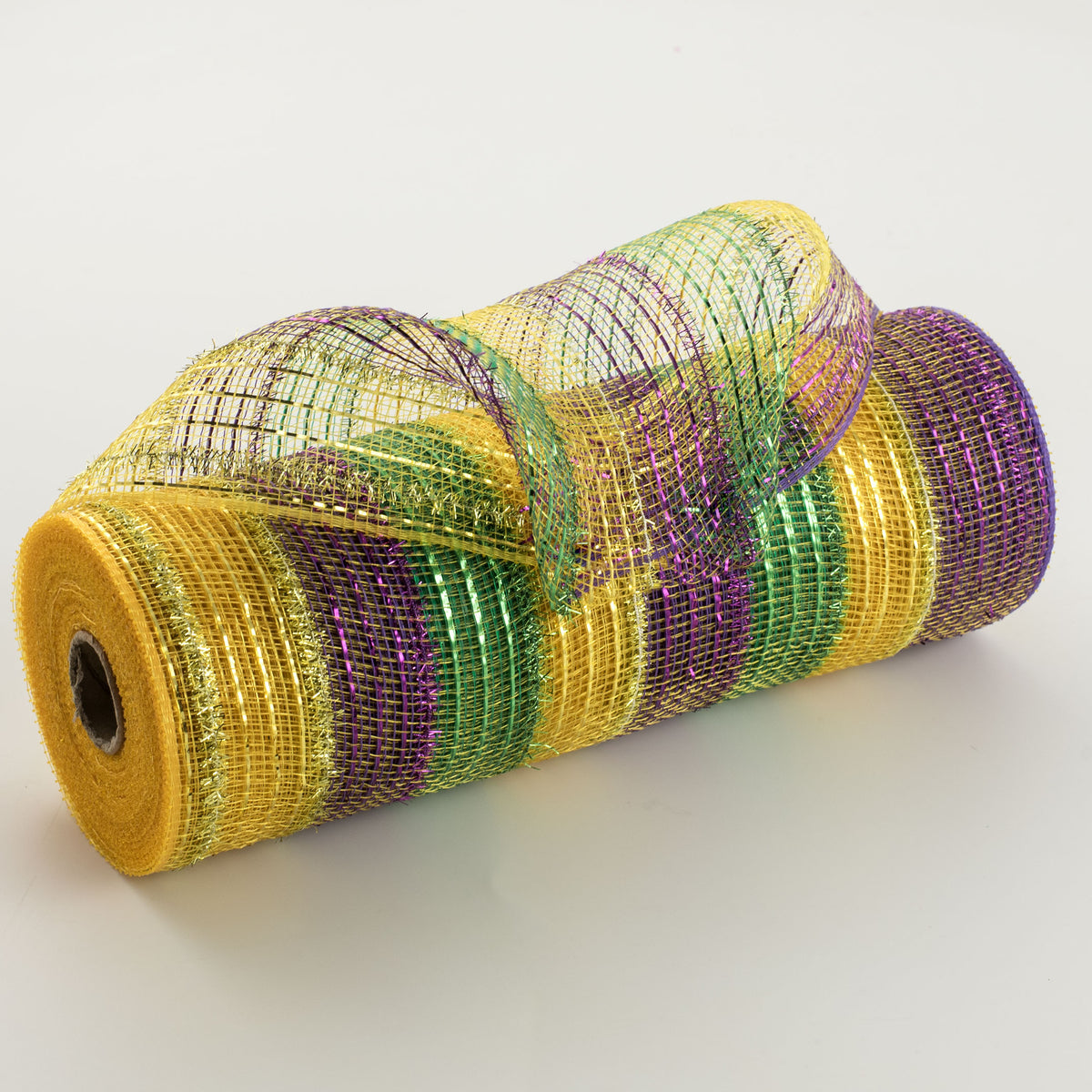10" Poly Deco Tinsel Foil Mesh: Mardi Gras Stripe Item Number: RY840073