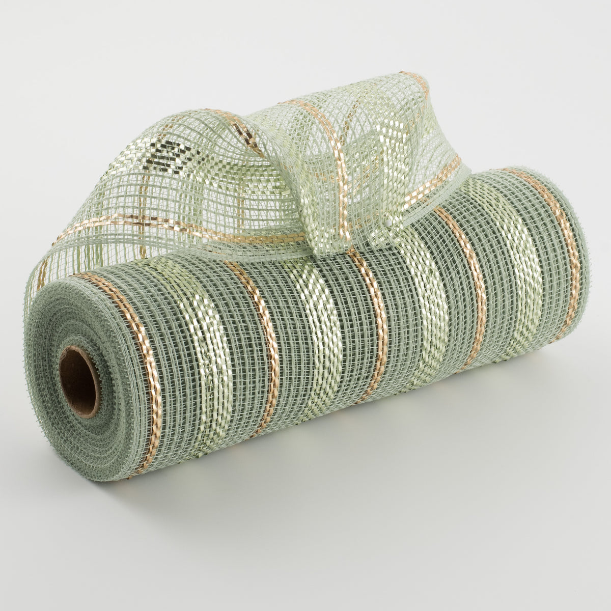 10" Poly Faux Jute Metallic Mesh: Sage & Champagne Item Number: RY8020R7