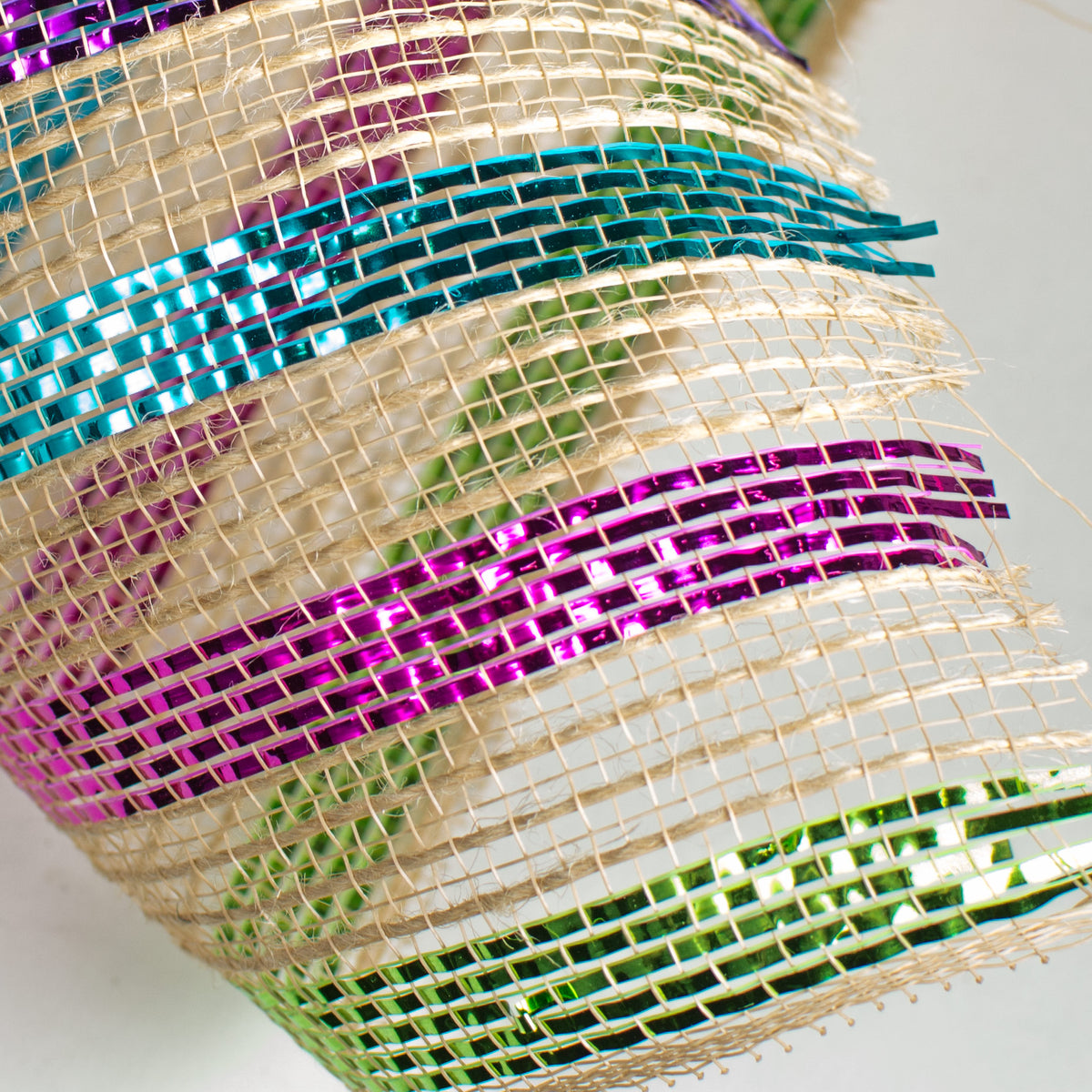 10" Poly Jute Deco Mesh: Metallic Easter Stripe detail photo 4