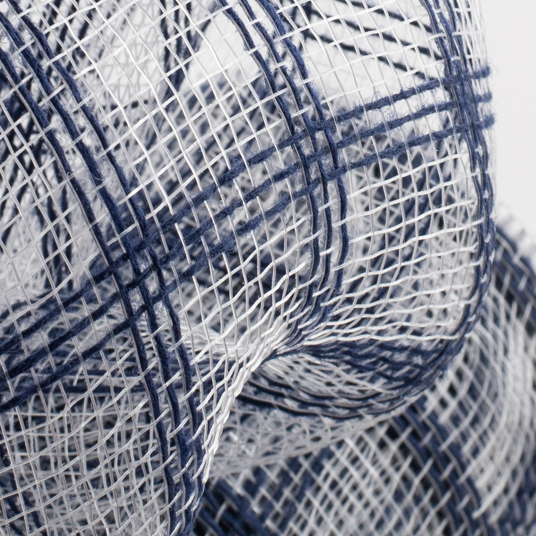 10" Poly Jute Deco Mesh: Navy Blue & Clear Check Lifestyle Photo