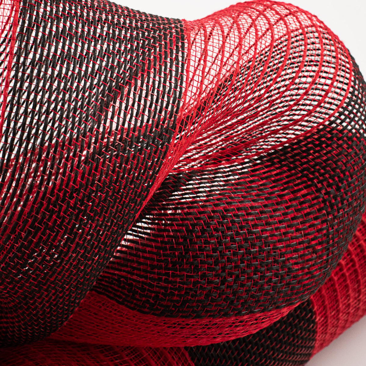 21" Poly Jute Deco Mesh: Red & Black Wide Stripe Lifestyle Photo