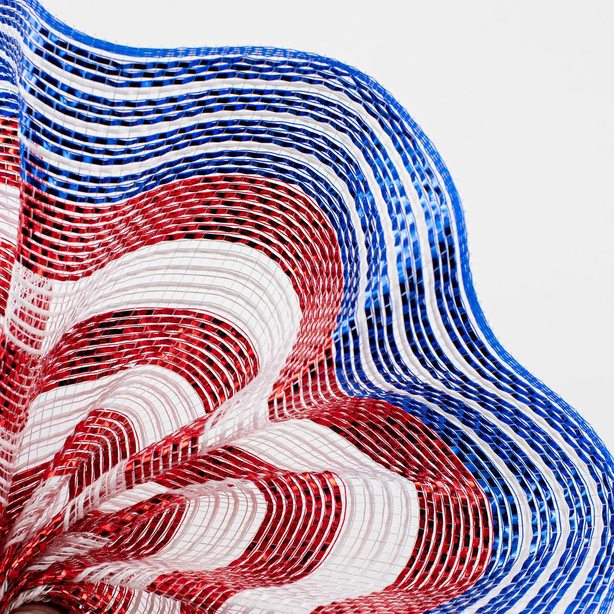 10" Poly Jute Metallic Stripe Mesh: Red, White, Blue Lifestyle Photo