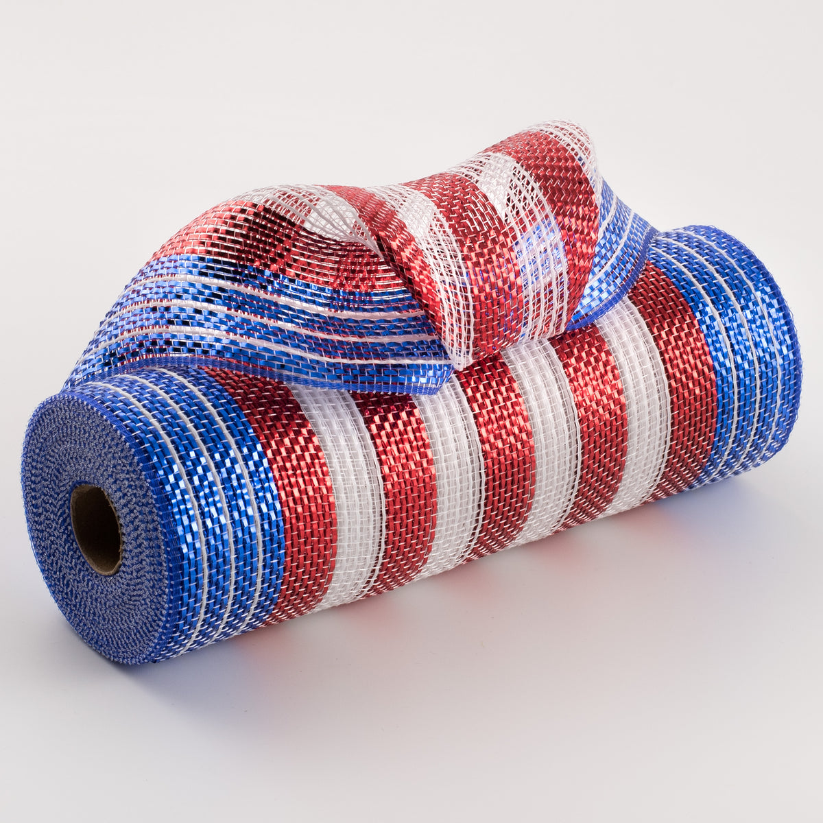 10" Poly Jute Metallic Stripe Mesh: Red, White, Blue Item Number: RY8034H3