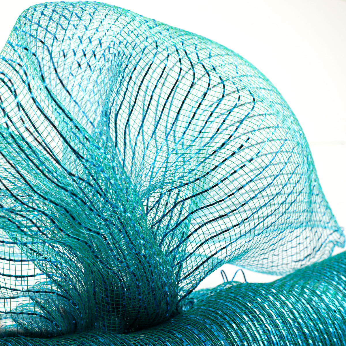 21" Poly Mesh Roll: Metallic Peacock (10 Yards) Lifestyle Photo