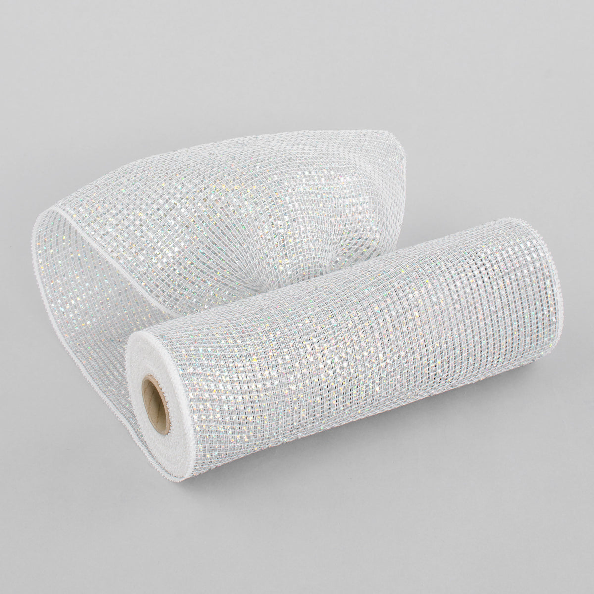 10" Poly Mesh Rolls: Deluxe Wide White Laser Silver Foil Item Number: RE134141