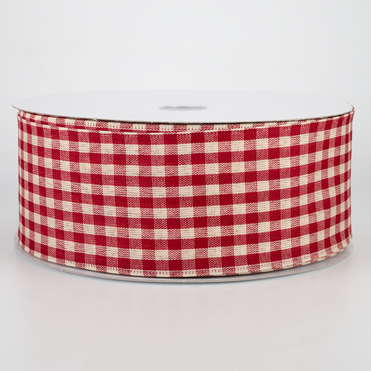 2.5" Primitive Gingham Ribbon: Burgundy & Natural (50 Yards)