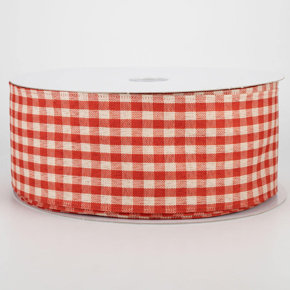 2.5" Primitive Gingham Ribbon: Rust & Natural (50 Yards)