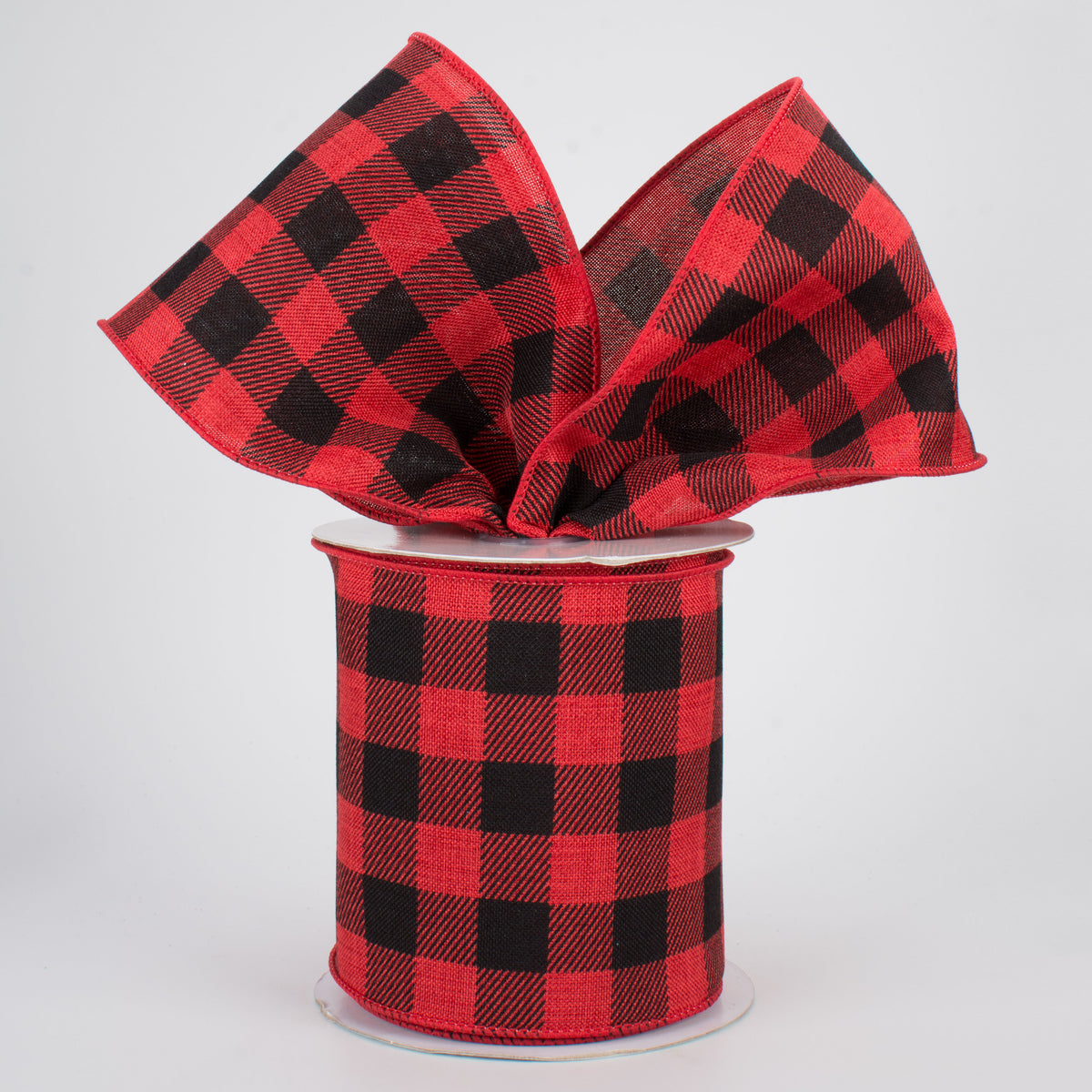 4" Printed Plaid Check Ribbon: Red & Black (10 Yards) Lifestyle Photo