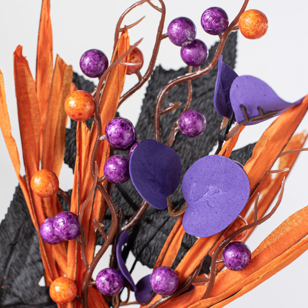 15" Pumpkin, Berries, Leaves and Grass Pick: Orange, Black & Purple Lifestyle Photo