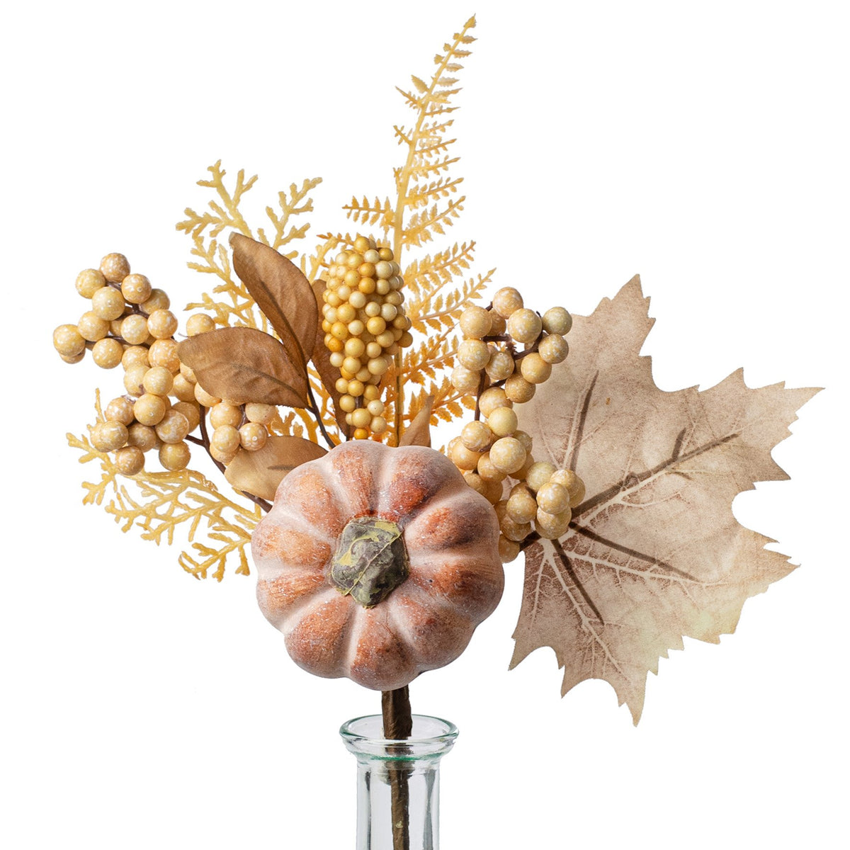 15" Pumpkin Berry Leaves Pick: Fall Browns Item Number: 188290