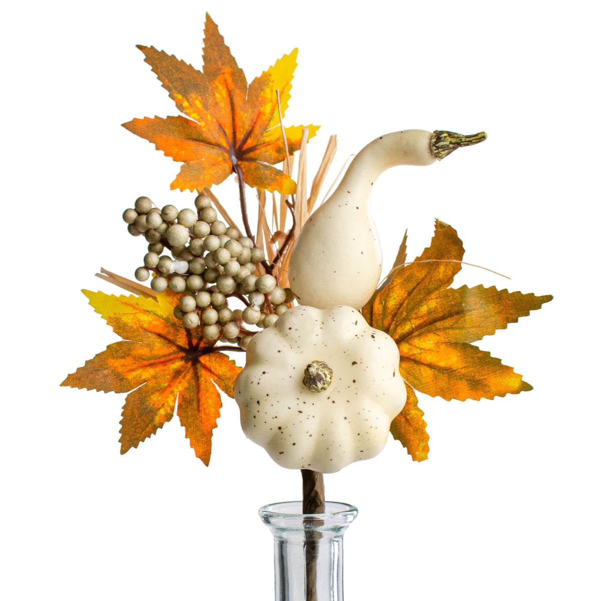 11" Pumpkin & Gourd Pick: Orange, Mustard, Cream Item Number: HA140035