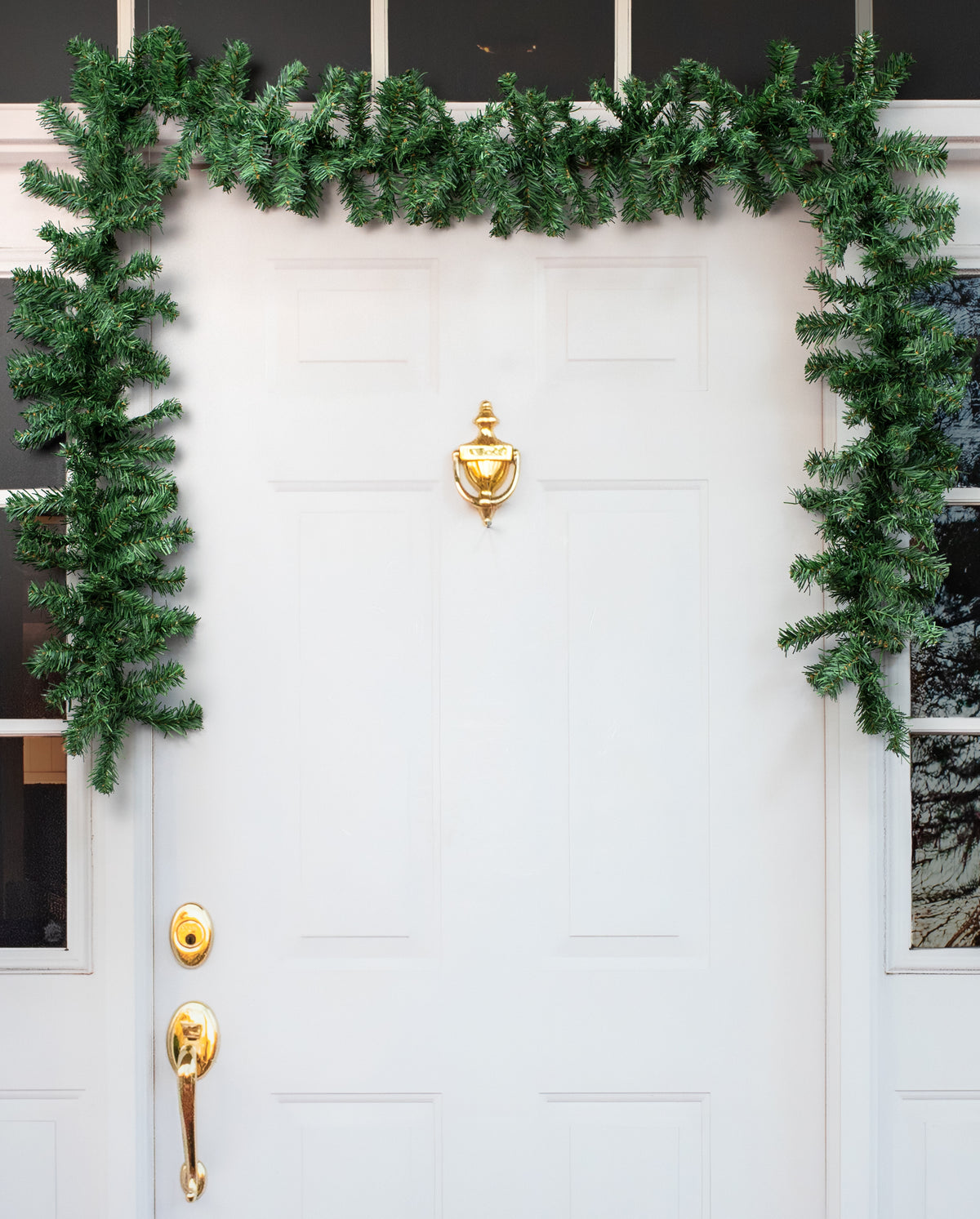 9' x 8" PVC Pine Garland: Two-Tone Green (201 Tips) Lifestyle Photo
