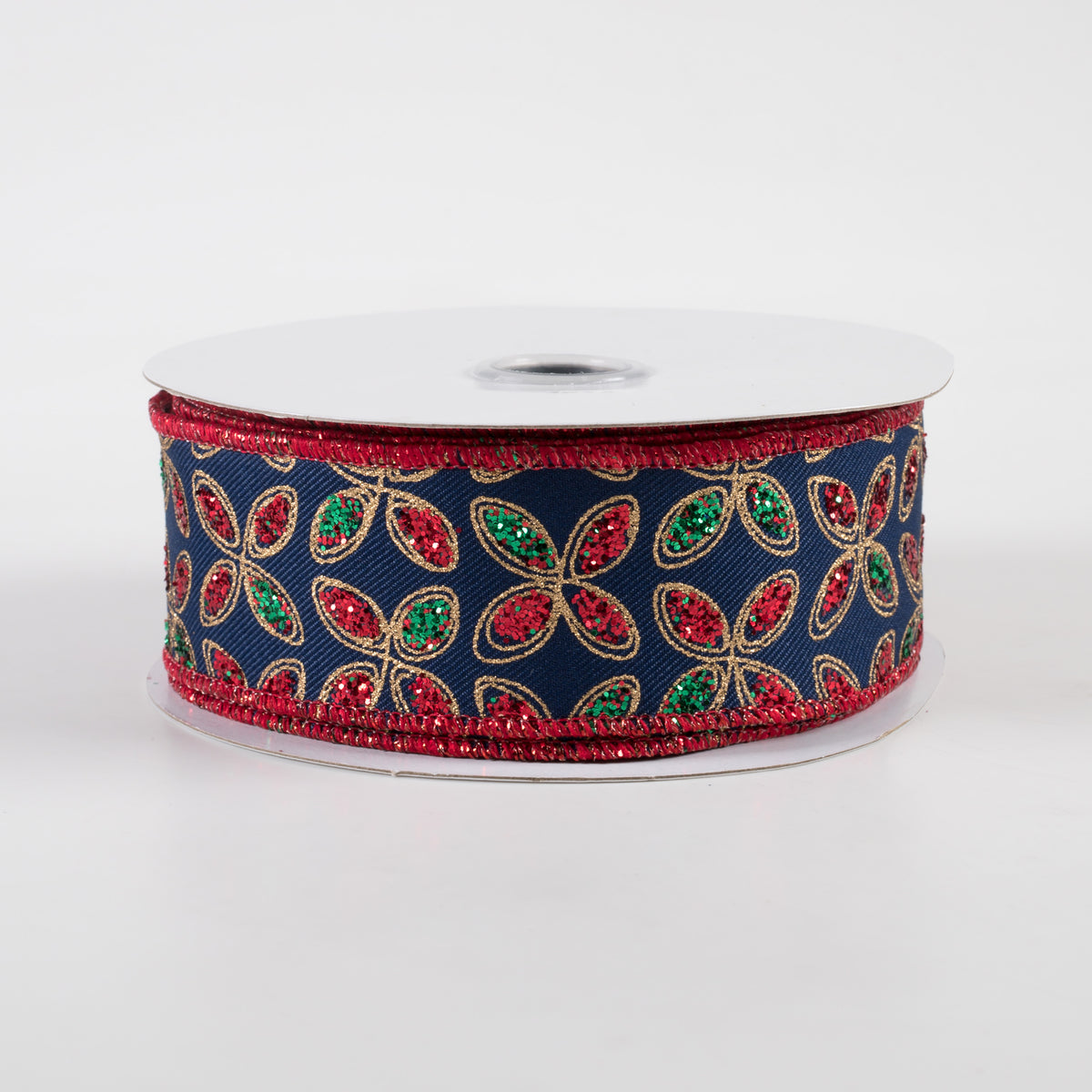 1.5" Quatrefoil Petals Ribbon: Navy, Red, Emerald, Gold (10 Yards)