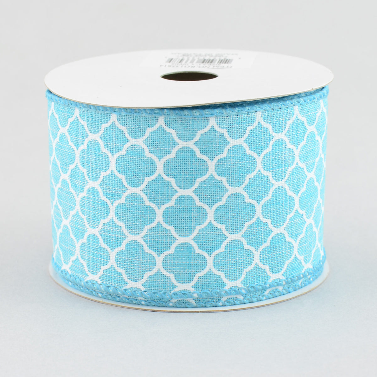 2.5" Quatrefoil Ribbon: Turquoise & White (10 Yards)