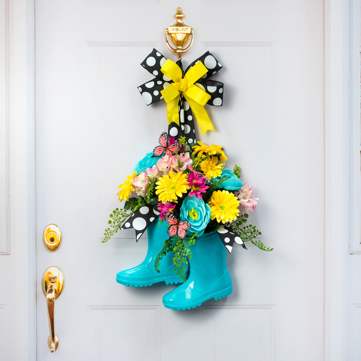 Rain Boot Planters: Turquoise (Pair) Lifestyle Photo