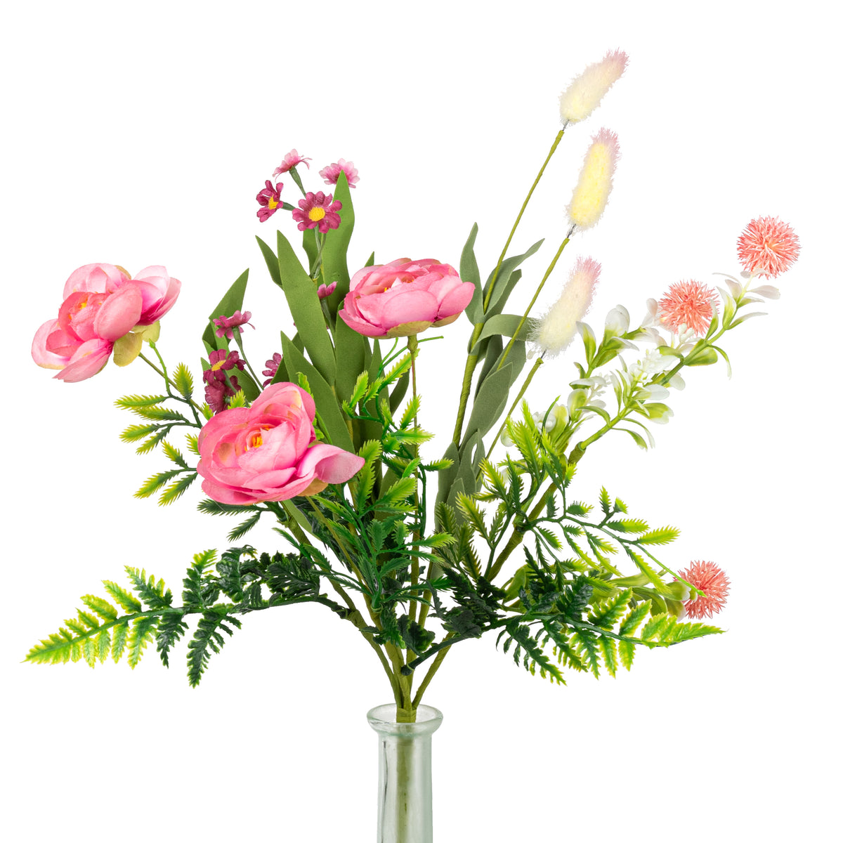 19" Ranunculus & Bunny Tail Pick: Pink Item Number: 64846-PK