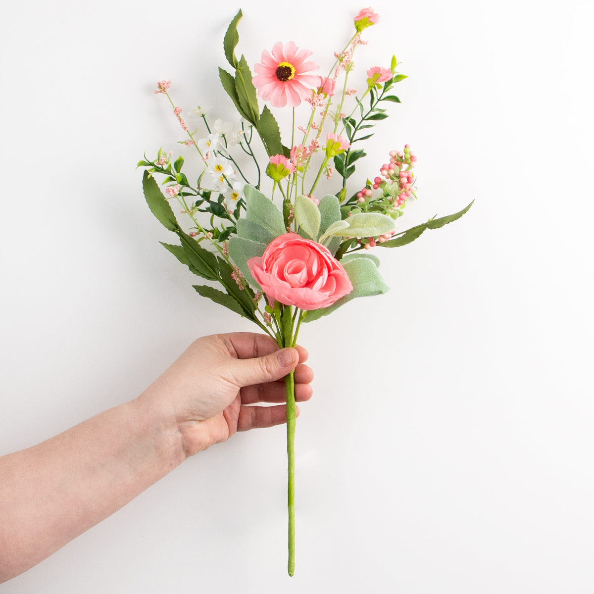 17" Ranunculus Daisy Pick: Pink & Green detail photo 3