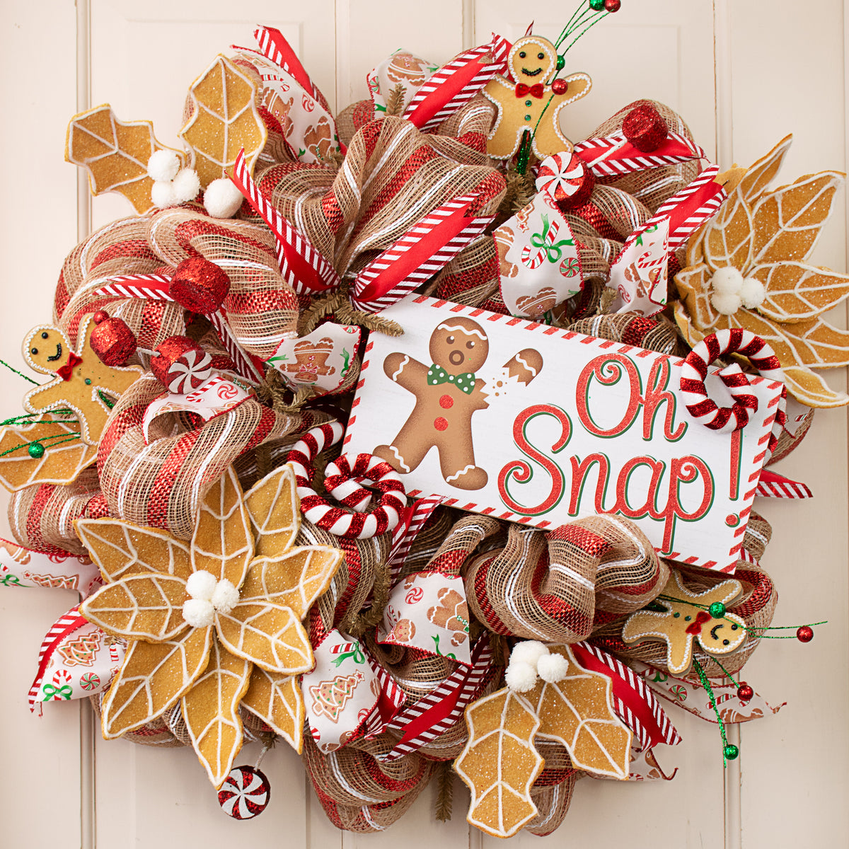 1.5" Red Satin with Candy Cane Edge Ribbon (50 Yards) detail photo 3