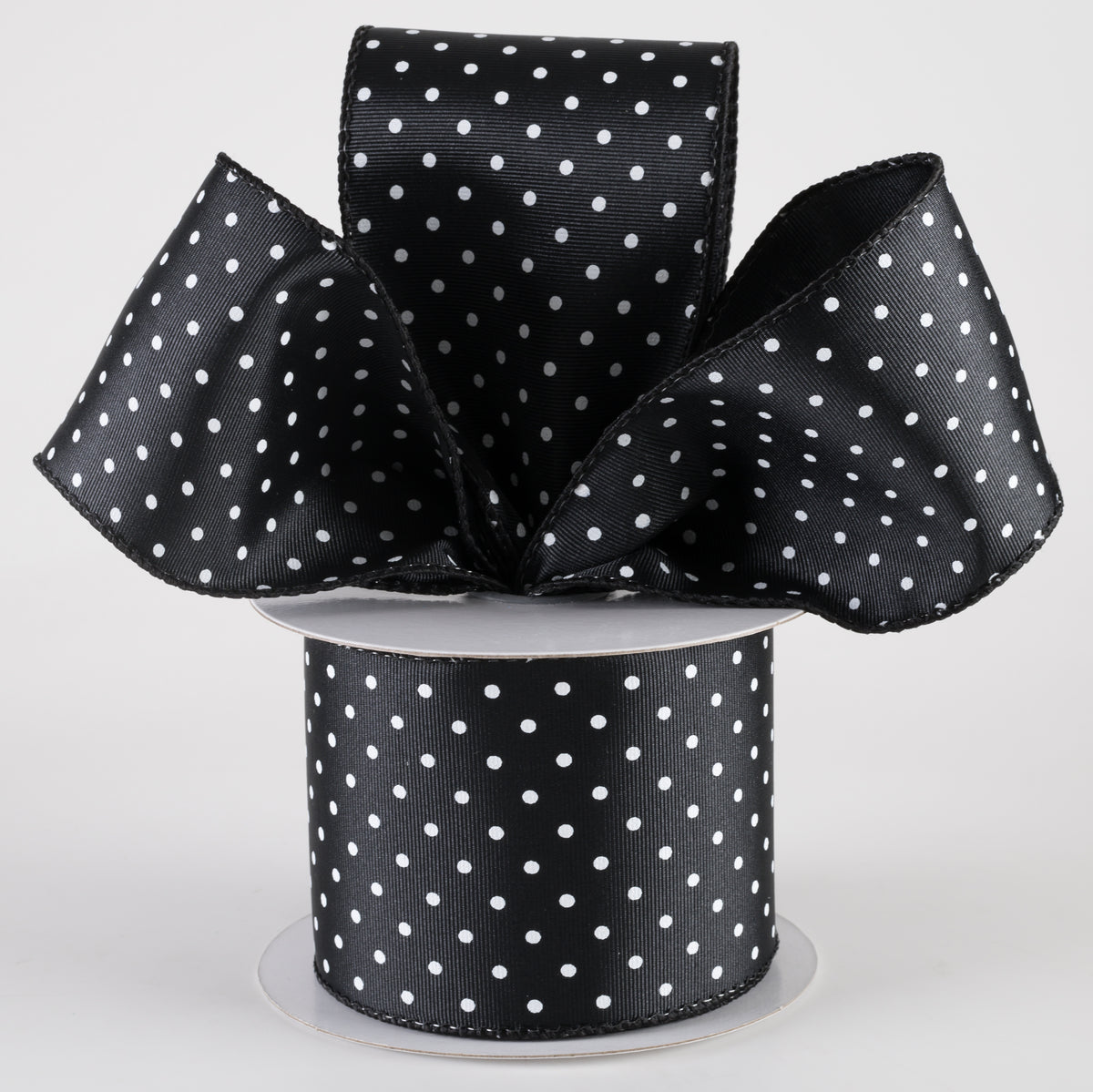 2.5" Ribbed Satin Microdots Ribbon: Black (10 Yards) Lifestyle Photo