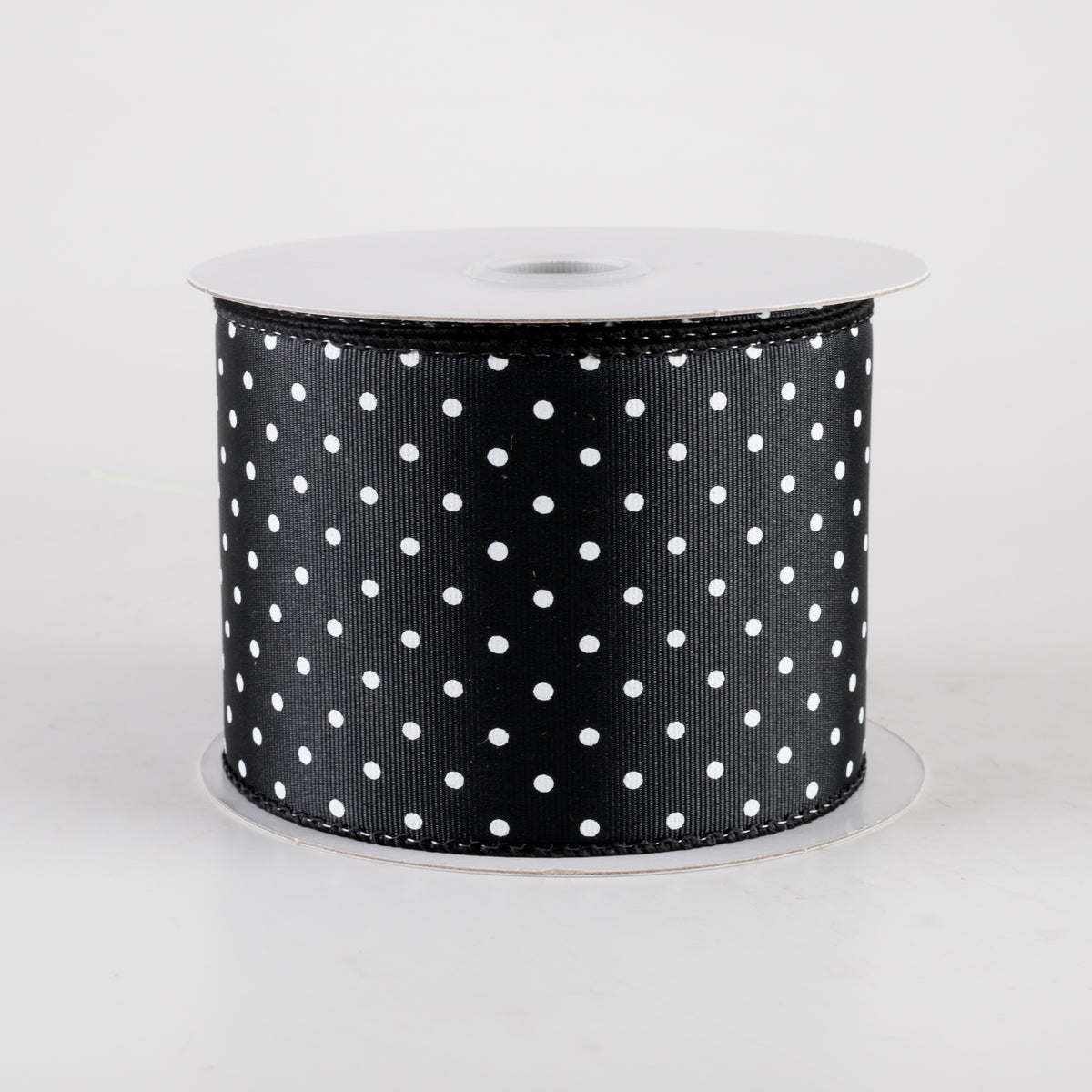 2.5" Ribbed Satin Microdots Ribbon: Black (10 Yards)