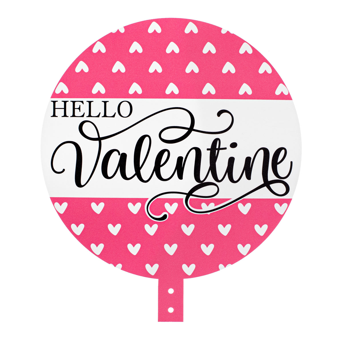 12" Round Waterproof BowTie Sign™: Pink Hearts Hello Valentine Item Number: BT312003