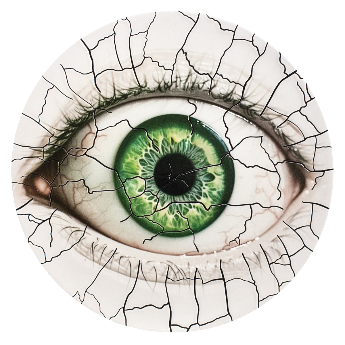 10.5" Round Waterproof Sign: Crackle Texture Creepy Eye Item Number: CD1137NH