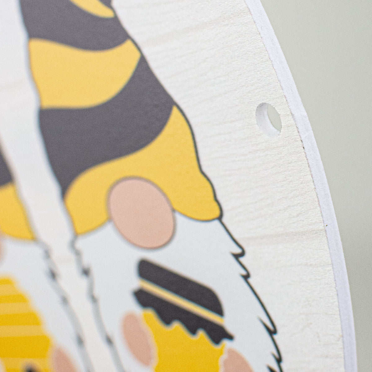 9.4" Round Waterproof Sign: Welcome Gnome Bees detail photo 3