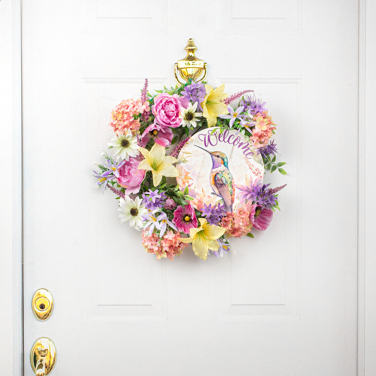 9.4" Round Waterproof Sign: Welcome Hummingbird detail photo 4