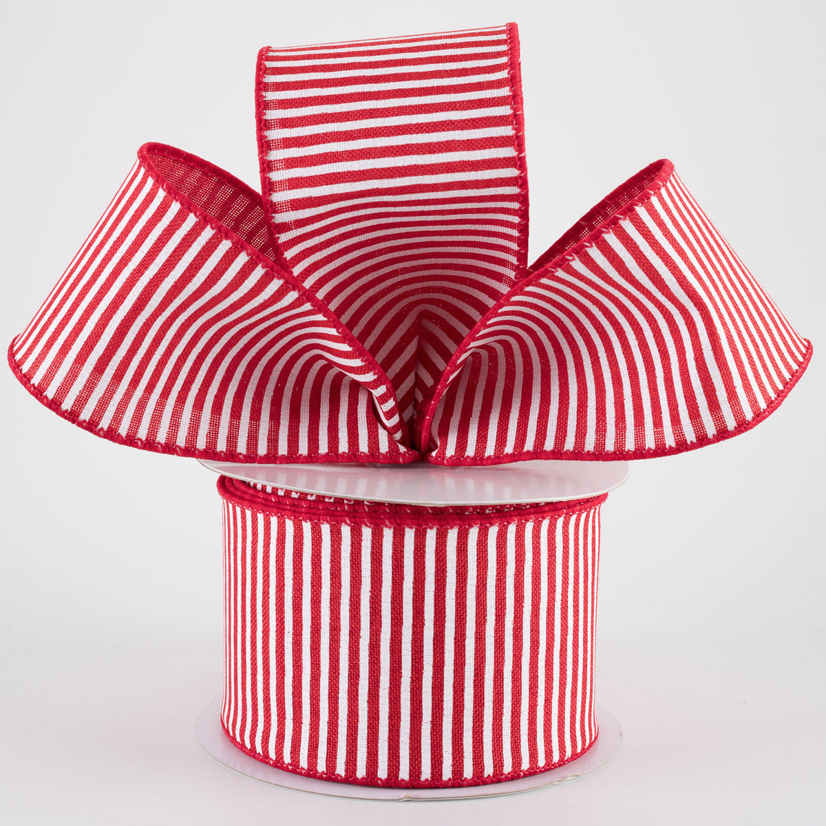2.5" Royal Canvas Pinstripe Ribbon: Red & White (10 Yards) Lifestyle Photo