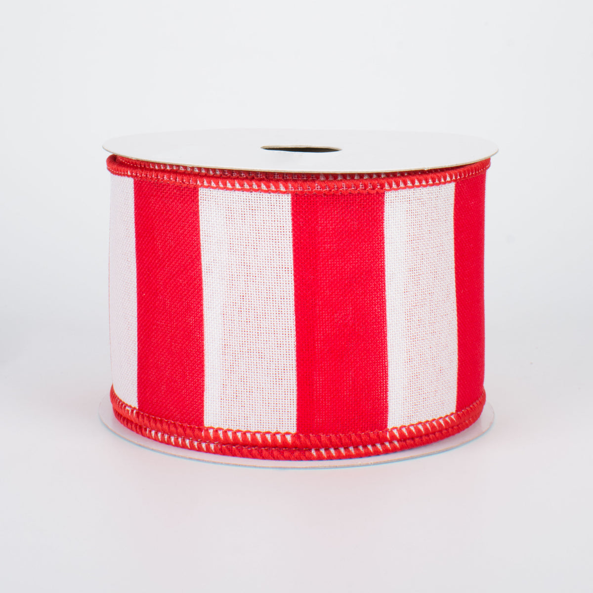 2.5" Royal Canvas Wide Stripe Ribbon: White & Red (10 Yards)