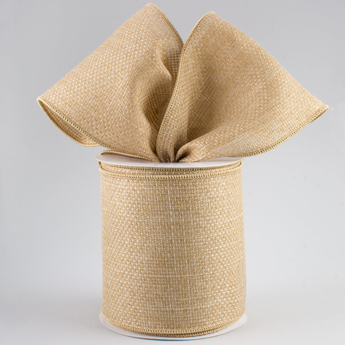 4" Royal Faux Burlap Ribbon: Beige (10 Yards) Lifestyle Photo