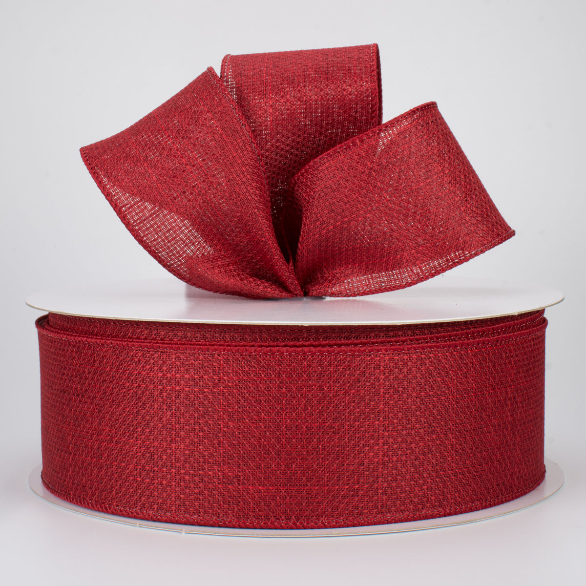 2.5" Royal Faux Burlap Ribbon: Burgundy (50 Yards) Lifestyle Photo