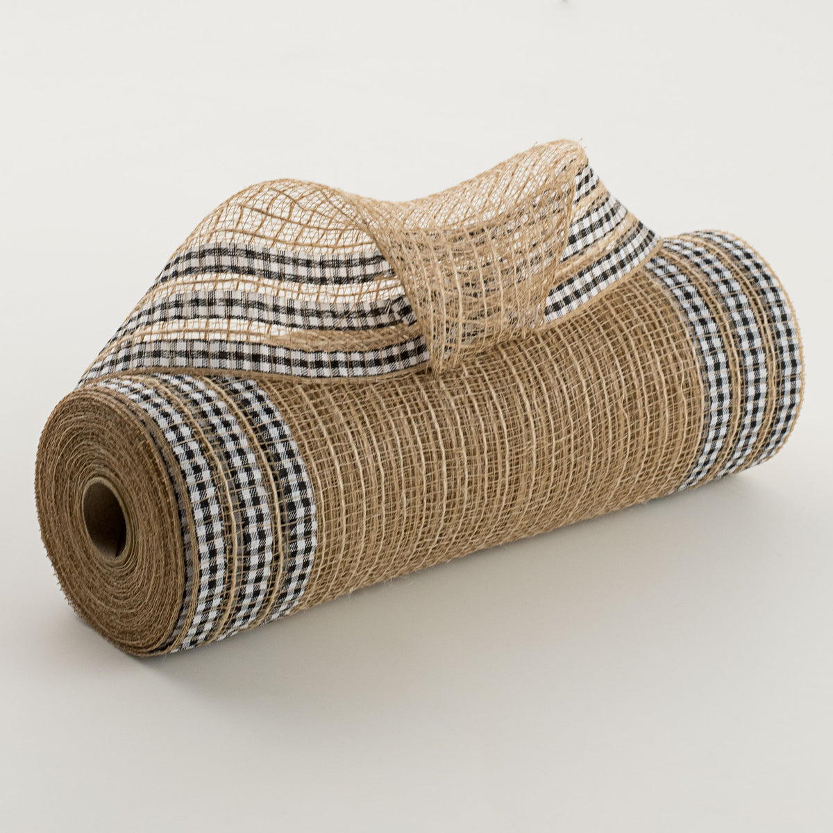 10" Ruffle Patterned Mesh: Natural Jute & Buffalo Plaid Print Item Number: XB106810-14