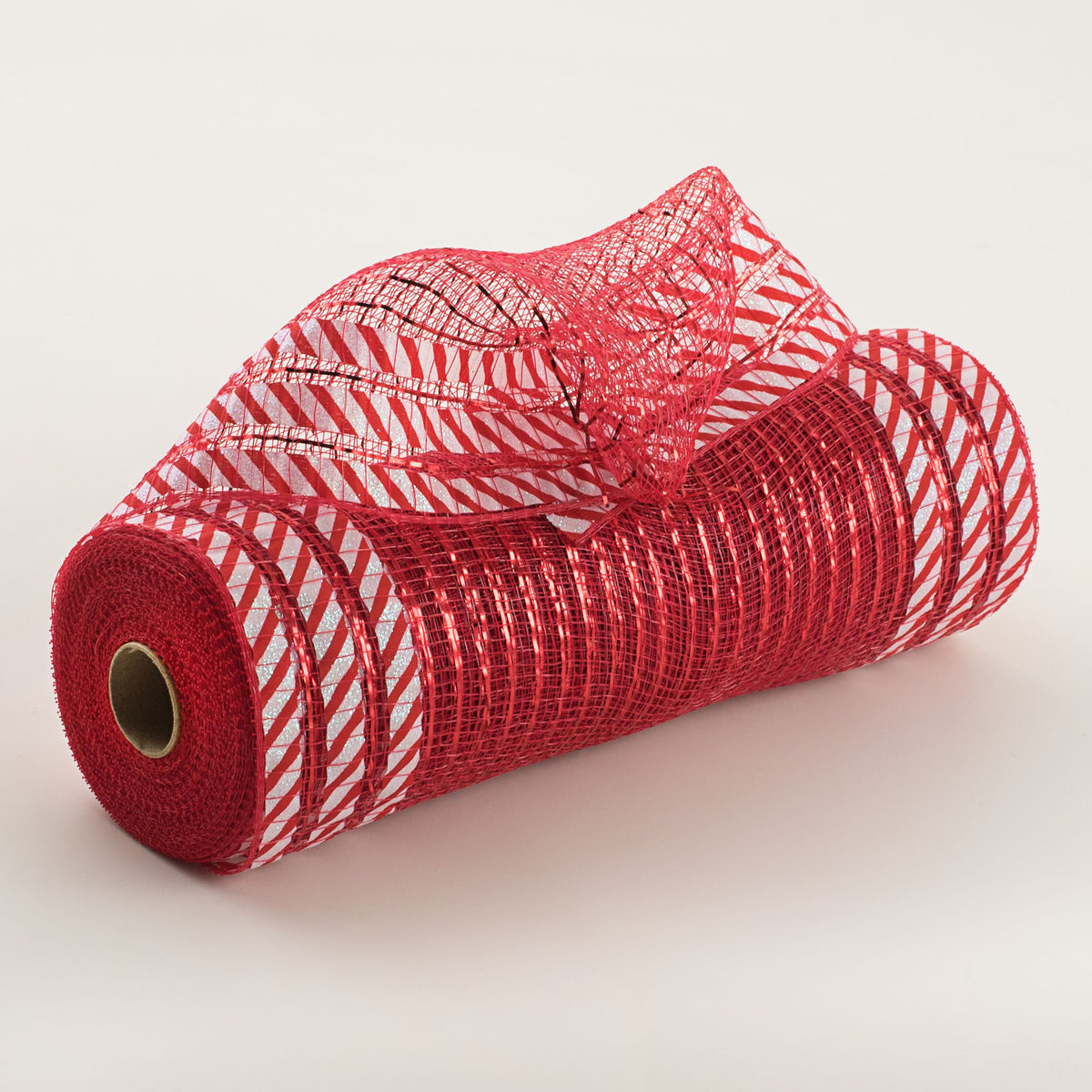 10" Ruffle Patterned Mesh: Red Metallic & Candy Cane Print Item Number: XB106710-13