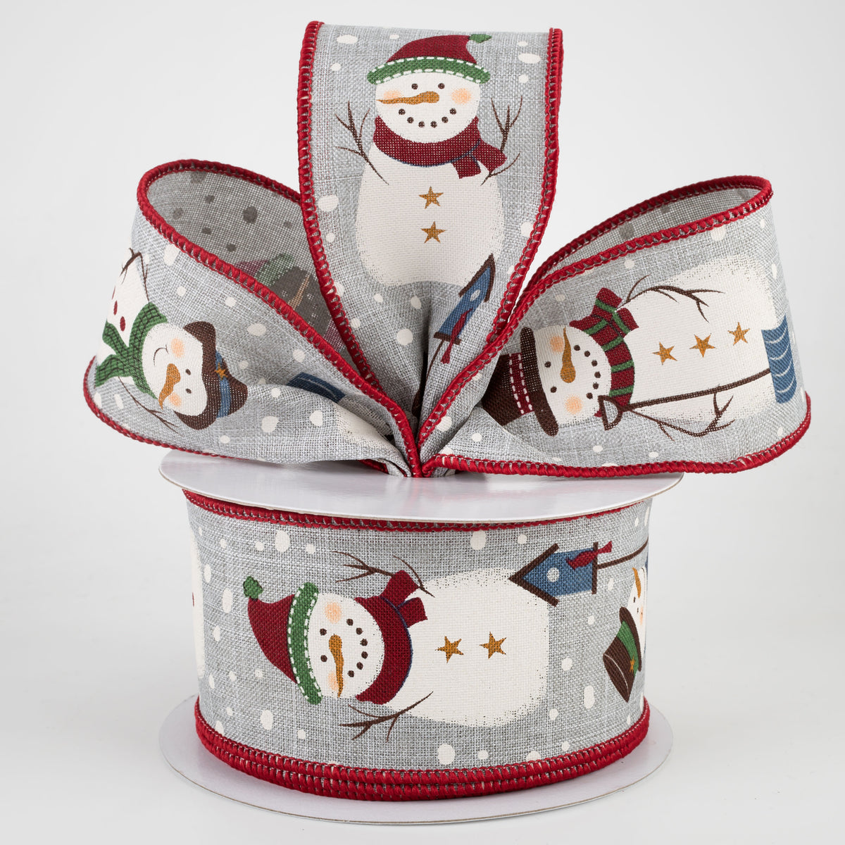 2.5" Rustic Snowmen Ribbon: Light Grey (10 Yards) Lifestyle Photo
