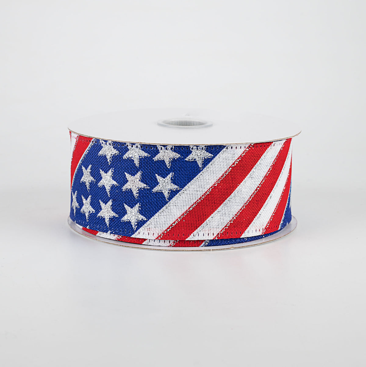 1.5" RWB Diagonal Flag Stripes Ribbon (10 Yards)