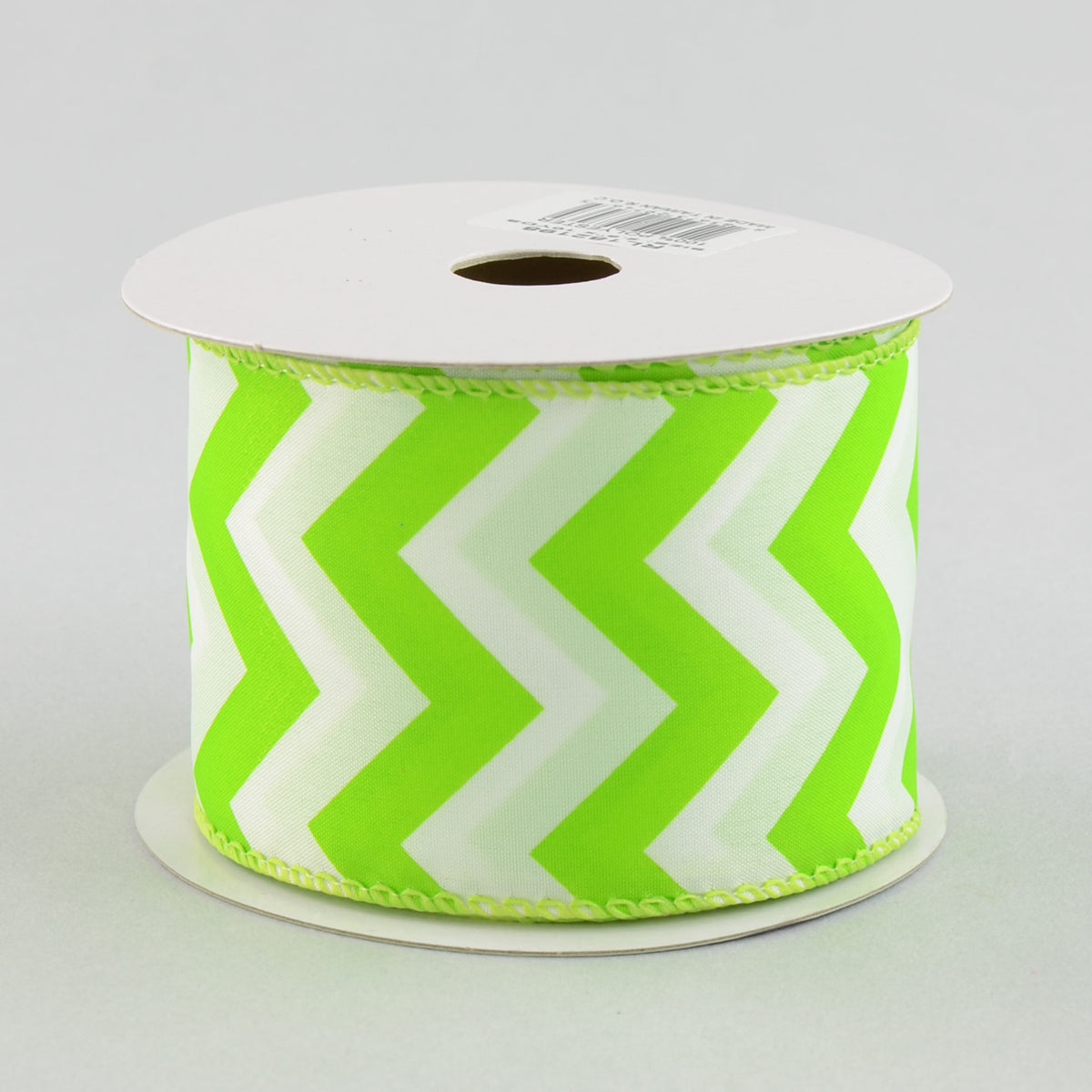 2.5" Satin Chevron Ribbon: Lime Green & White (10 Yards)
